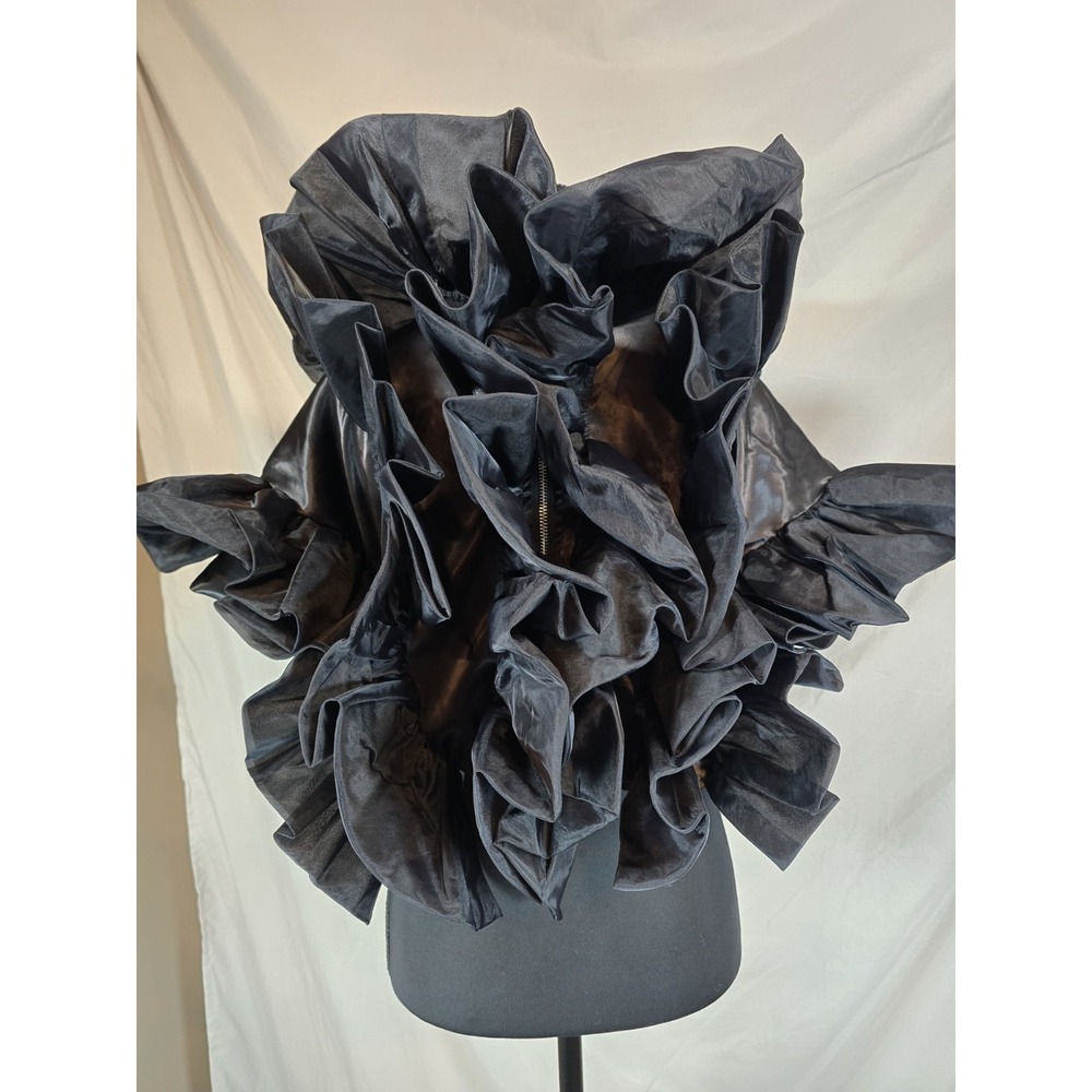 Akira Womens Black Ruffle Blouse Sleeveless And Stylish XL Front Zip - Picture 4 of 6